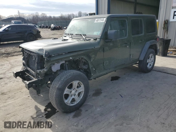 2022 Jeep Wrangler Unlimited Sport S with VIN 1C4HJXDG2NW151250, listed as a Copart auction lot 46073145 with 46,531 mi miles and Salvage Title. Bid and sale history available at carsss.com. Image 1.