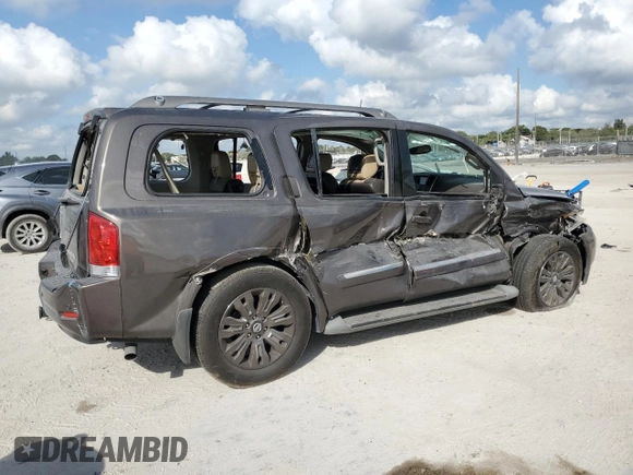 2015 Nissan Armada Platinum z VIN 5N1BA0NF2FN623534, wystawiony jako Copart lot #43910765 z przebiegiem 110 270 mil mil oraz Szkoda całkowita • Salvage title. Historia ofert i sprzedaży dostępna na DreamBid. Obrazek 3.