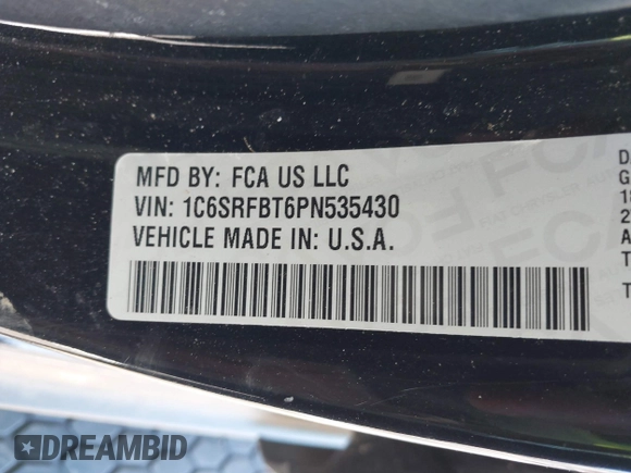 2023 Ram 1500 Big Horn with VIN 1C6SRFBT6PN535430, listed as a IAAI auction lot 41875399 with 40,015 mi miles. Bid and sale history available at carsss.com. Image 9.