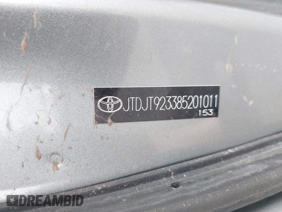 2008 Toyota Yaris с VIN JTDJT923385201011, выставлен на аукционе IAAI как лот 42514021 с пробегом 157 853 миль миль и . История ставок и продаж доступна на DreamBid. Изображение 9.
