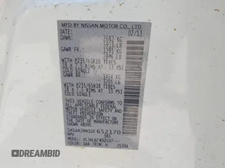 2013 Nissan Pathfinder S с VIN 5N1AR2MN1DC652170, выставлен на аукционе IAAI как лот 42825034 с пробегом 168 994 миль миль и . История ставок и продаж доступна на DreamBid. Изображение 9.