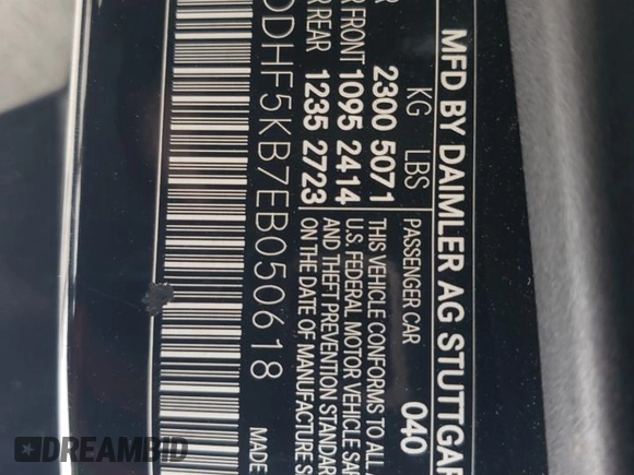 2014 Mercedes-Benz E 350 Sport with VIN WDDHF5KB7EB050618, listed as a Copart auction lot 50875045 with 157,722 mi miles and Salvage Title. Bid and sale history available at DreamBid. Image 14.
