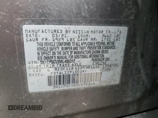 2021 Nissan Kicks SV with VIN 3N1CP5CV2ML495312, listed as a Copart auction lot 48202875 with 57,756 mi miles and Salvage Title. Bid and sale history available at carsss.com. Image 14.