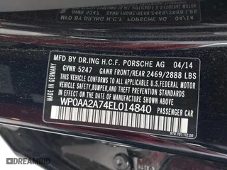 2014 Porsche Panamera with VIN WP0AA2A74EL014840, listed as a IAAI auction lot 41892514 with 79,663 mi miles. Bid and sale history available at carsss.com. Image 9.