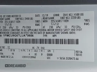 2020 Ford Escape SE with VIN 1FMCU9G67LUA79806, listed as a IAAI auction lot 42560963 with 103,070 mi miles and . Bid and sale history available at DreamBid. Image 9.