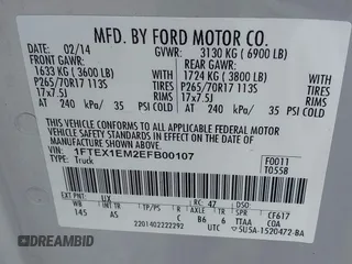 2014 Ford F-150 XL with VIN 1FTEX1EM2EFB00107, listed as a IAAI auction lot 40443721 with 121,674 mi miles and . Bid and sale history available at carsss.com. Image 9.
