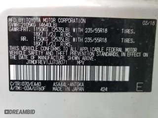 2018 Toyota RAV4 Limited with VIN JTMDFREV1JJ738071, listed as a Copart auction lot 49482175 with 57,506 mi miles and Salvage Title. Bid and sale history available at carsss.com. Image 13.
