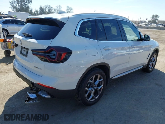 2024 BMW X3 sDrive30i with VIN 5UX43DP00R9X15423, listed as a IAAI auction lot 41866754 with 5,548 mi miles and . Bid and sale history available at DreamBid. Image 4.