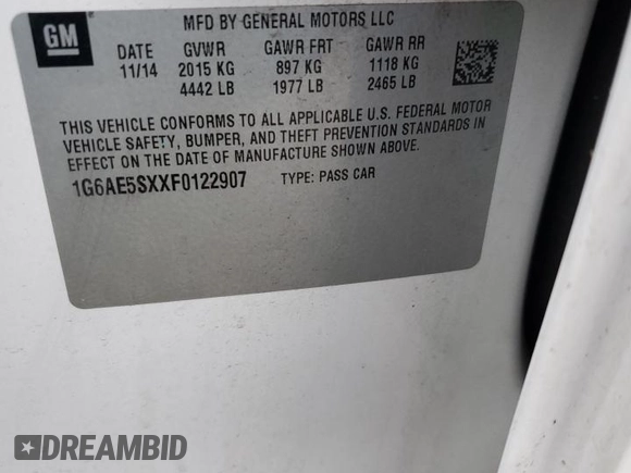 2015 Cadillac ATS Premium with VIN 1G6AE5SXXF0122907, listed as a Copart auction lot 80872384 with 96,821 mi miles and Salvage Title. Bid and sale history available at carsss.com. Image 12.