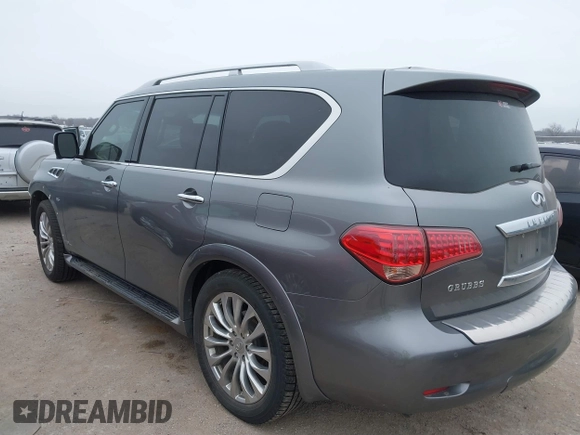 2015 Infiniti QX80 with VIN JN8AZ2NF1F9571315, listed as a IAAI auction lot 41522434 with 166,947 mi miles. Bid and sale history available at carsss.com. Image 3.