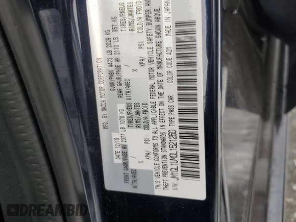 2020 Mazda 6 Sport with VIN JM1GL1UM0L1521260, listed as a Copart auction lot 87309064 with 62,143 mi miles and Salvage Title. Bid and sale history available at DreamBid. Image 15.