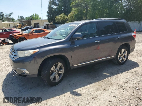 2012 Toyota Highlander Limited with VIN 5TDDK3EH5CS157343, listed as a Copart auction lot 54946205 with 146,654 mi miles and Salvage title. Bid and sale history available at DreamBid. Image 1.