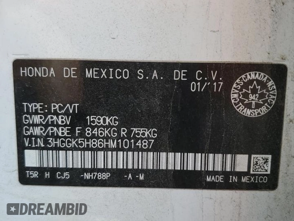 2017 Honda Fit EX-L with VIN 3HGGK5H86HM101487, listed as a Copart auction lot 75022924 with Not Provided miles and Salvage Title. Bid and sale history available at DreamBid. Image 12.