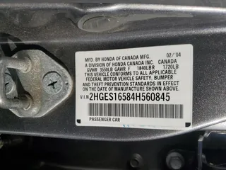 2004 Honda Civic LX with VIN 2HGES16584H560845, listed as a Copart auction lot 89105045 with Not Provided miles and Salvage Title. Bid and sale history available at DreamBid. Image 13.