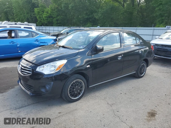 2019 Mitsubishi Mirage ES z VIN ML32F3FJ3KHF04464, wystawiony jako Copart lot #57305415 z przebiegiem 117 497 mil mil oraz Szkody całkowita. Historia ofert i sprzedaży dostępna na DreamBid. Obrazek 1.