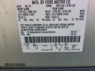2016 Ford Explorer Limited with VIN 1FM5K8F81GGA18533, listed as a Copart auction lot 75524674 with 125,171 mi miles and Salvage Title. Bid and sale history available at carsss.com. Image 13.