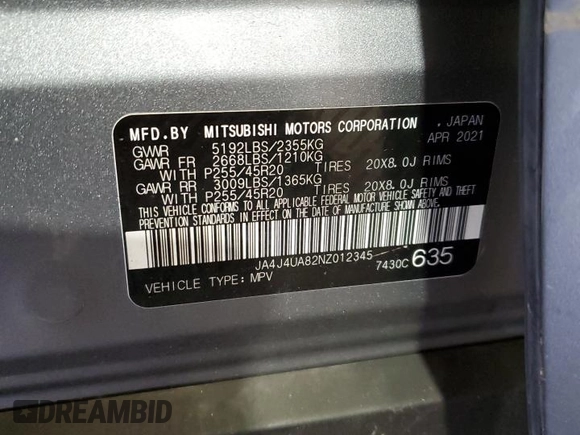 2022 Mitsubishi Outlander SE z VIN JA4J4UA82NZ012345, wystawiony jako Copart lot #55573285 z przebiegiem 35 172 mil mil oraz Szkoda całkowita • Salvage title. Historia ofert i sprzedaży dostępna na DreamBid. Obrazek 14.