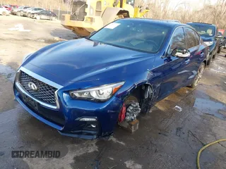 2020 Infiniti Q50 Red Sport 400 with VIN JN1FV7AR8LM660255, listed as a IAAI auction lot 41692654 with 64,773 mi miles and . Bid and sale history available at carsss.com. Image 2.