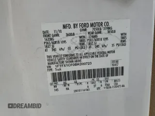 2011 Ford F-150 XL with VIN 1FTFX1CF0BKD00723, listed as a Copart auction lot 54884595 with 200,771 mi miles and Salvage title. Bid and sale history available at DreamBid. Image 12.