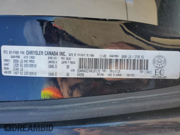 2010 Dodge Grand Caravan SE with VIN 2D4RN4DE7AR187172, listed as a Copart auction lot 55253025 with 360,076 mi miles and Salvage Title. Bid and sale history available at DreamBid. Image 13.