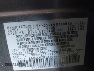 2021 Nissan Sentra SR with VIN 3N1AB8DV5MY208926, listed as a IAAI auction lot 41681651 with 65,348 mi miles and . Bid and sale history available at DreamBid. Image 9.