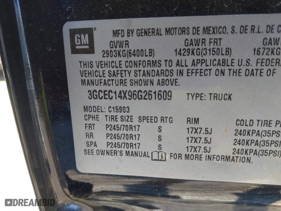 2006 Chevrolet Silverado 1500 Work Truck with VIN 3GCEC14X96G261609, listed as a IAAI auction lot 41423409 with 149,891 mi miles. Bid and sale history available at carsss.com. Image 9.