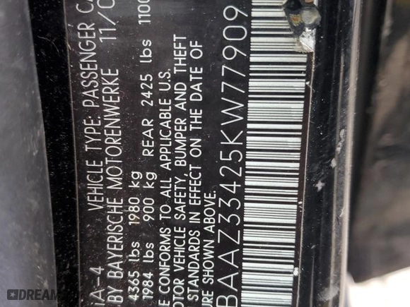 2005 BMW 3 Series 325i with VIN WBAAZ33425KW77909, listed as a Copart auction lot 45690895 with 146,894 mi miles and Salvage Title. Bid and sale history available at carsss.com. Image 12.
