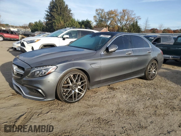 2017 Mercedes-Benz C 63 AMG with VIN 55SWF8GB3HU184554, listed as a Copart auction lot 77395064 with 106,723 mi miles and Salvage title. Bid and sale history available at DreamBid. Image 1.