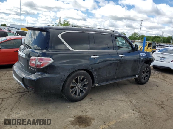 2017 Nissan Armada Platinum z VIN JN8AY2NCXH9504904, wystawiony jako Copart lot #58023935 z przebiegiem Nie podano mil oraz Szkoda całkowita • Salvage title. Historia ofert i sprzedaży dostępna na DreamBid. Obrazek 3.