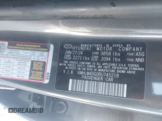 2024 Hyundai Elantra SEL with VIN KMHLM4DG0RU745218, listed as a IAAI auction lot 41634686 with 13,690 mi miles and . Bid and sale history available at DreamBid. Image 9.