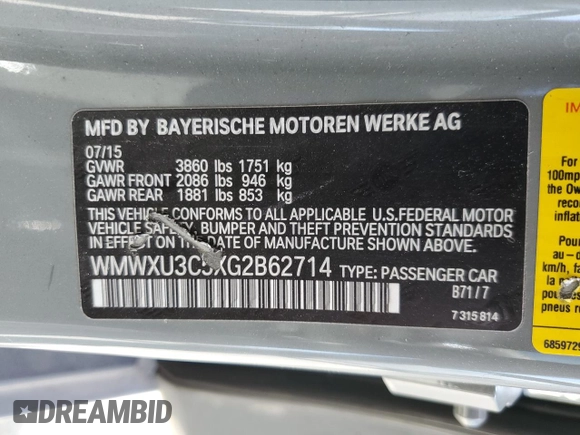 2016 MINI Hardtop 4 Door S z VIN WMWXU3C5XG2B62714, wystawiony jako Copart lot #50371305 z przebiegiem 116 840 mil mil oraz Szkoda całkowita • Salvage title. Historia ofert i sprzedaży dostępna na DreamBid. Obrazek 14.