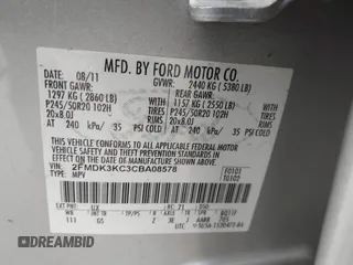 2012 Ford Edge Limited with VIN 2FMDK3KC3CBA08578, listed as a IAAI auction lot 41900504 with 114,961 mi miles. Bid and sale history available at carsss.com. Image 9.