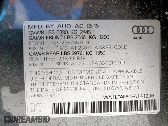 2015 Audi Q5 Premium Plus z VIN WA1LFAFP0FA141296, wystawiony jako Copart lot #59220385 z przebiegiem 124 290 mil mil oraz Tytuł czysty. Historia ofert i sprzedaży dostępna na DreamBid. Obrazek 13.