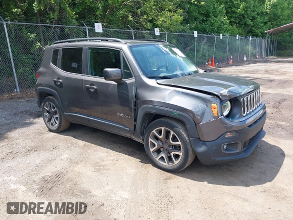 2017 Jeep Renegade Latitude z VIN ZACCJABB6HPG36670, wystawiony jako IAAI lot #42474479 z przebiegiem 154 536 mil mil oraz . Historia ofert i sprzedaży dostępna na DreamBid. Obrazek 1.