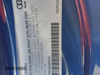 2017 Audi S5 Premium Plus with VIN WAUC4AFR6HA000410, listed as a Copart auction lot 68983714 with 40,504 mi miles and Salvage Title. Bid and sale history available at carsss.com. Image 13.
