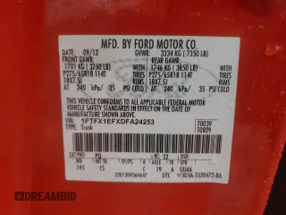 2013 Ford F-150 XL with VIN 1FTFX1EFXDFA24253, listed as a Copart auction lot 44145055 with Not Provided miles and Salvage Title. Bid and sale history available at DreamBid. Image 12.