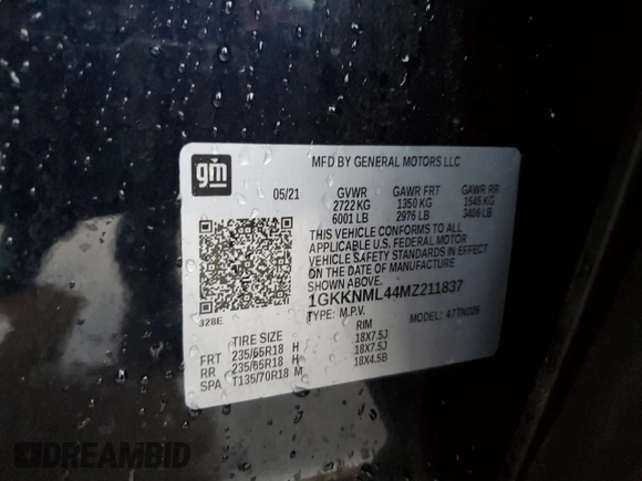 2021 GMC Acadia SLT with VIN 1GKKNML44MZ211837, listed as a Copart auction lot 86898384 with 61,148 mi miles and Salvage Title. Bid and sale history available at carsss.com. Image 14.