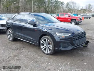 2019 Audi Q8 Premium Plus with VIN WA1BVAF17KD008649, listed as a IAAI auction lot 41248641 with 144,335 mi miles. Bid and sale history available at carsss.com. Image 1.