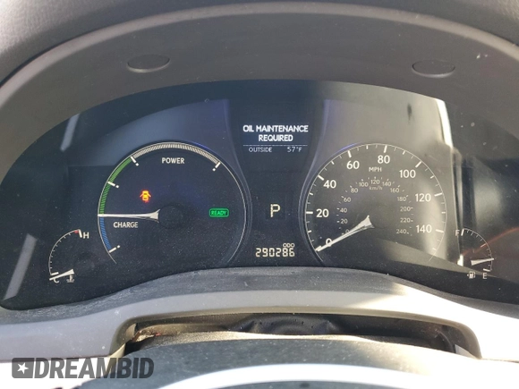 2012 Lexus RX 450h with VIN JTJBC1BA9C2432765, listed as a Copart auction lot 43642505 with 290,286 mi miles and Clean title. Bid and sale history available at DreamBid. Image 9.