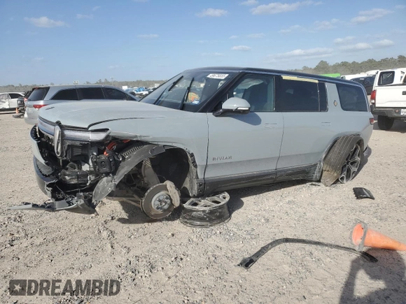 2025 Rivian R1S Adventure z VIN 7PDSGBBA5SN045424, wystawiony jako Copart lot #49675655 z przebiegiem Nie podano mil oraz Szkoda całkowita • Salvage title. Historia ofert i sprzedaży dostępna na DreamBid. Obrazek 1.