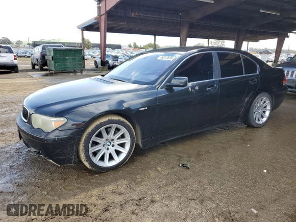 2004 BMW 7 Series with VIN WBAGL63594DP72797, listed as a Copart auction lot 49313695 with 182,785 mi miles and Salvage title. Bid and sale history available at DreamBid. Image 1.