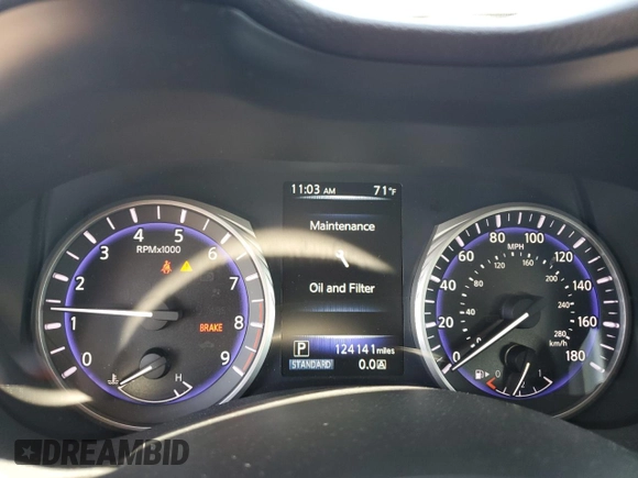 2015 Infiniti Q50 Premium with VIN JN1BV7AR6FM415389, listed as a Copart auction lot 61653845 with 124,141 mi miles and Salvage title. Bid and sale history available at DreamBid. Image 9.