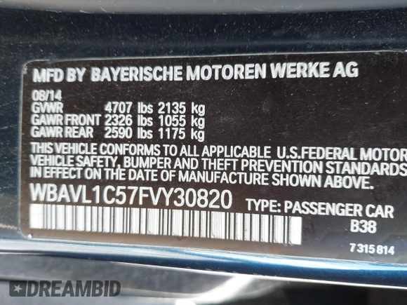 2015 BMW X1 xDrive28i z VIN WBAVL1C57FVY30820, wystawiony jako IAAI lot #40693352 z przebiegiem 111 221 mil mil oraz . Historia ofert i sprzedaży dostępna na DreamBid. Obrazek 9.