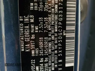 2023 Kia Telluride SX Prestige с VIN 5XYP5DGC7PG331721, выставлен на аукционе Copart как лот 60235625 с пробегом 52 611 миль миль и Списание • Salvage title. История ставок и продаж доступна на DreamBid. Изображение 14.