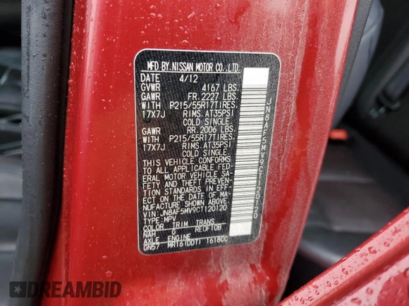 2012 Nissan Juke SL with VIN JN8AF5MV9CT120120, listed as a Copart auction lot 80848714 with 160,586 mi miles and Salvage Title. Bid and sale history available at DreamBid. Image 14.