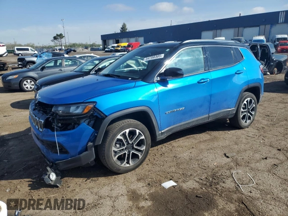 2022 Jeep Compass Limited with VIN 3C4NJDCB6NT102209, listed as a Copart auction lot 54700305 with 20,888 mi miles and Clean title. Bid and sale history available at DreamBid. Image 1.