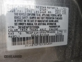2016 Nissan Sentra SR with VIN 3N1AB7AP7GY326884, listed as a Copart auction lot 49908725 with 75,024 mi miles and Salvage Title. Bid and sale history available at DreamBid. Image 14.