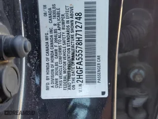 2008 Honda Civic Sdn Si with VIN 2HGFA55578H712748, listed as a Copart auction lot 41538635 with 0 mi miles and Salvage Title. Bid and sale history available at carsss.com. Image 12.