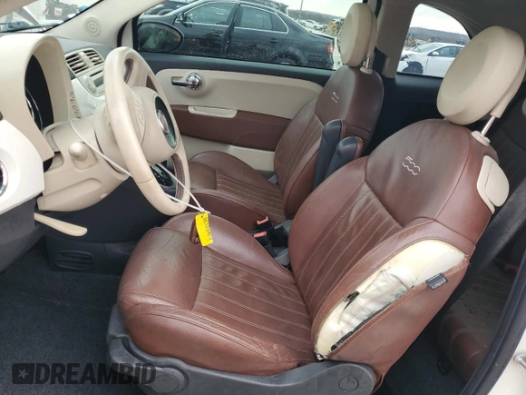 2015 FIAT 500 Lounge with VIN 3C3CFFCR2FT575516, listed as a Copart auction lot 86325714 with 149,465 mi miles and Salvage title. Bid and sale history available at DreamBid. Image 7.