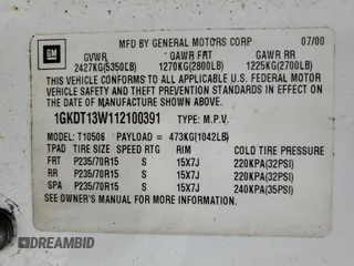 2001 GMC Jimmy SLT with VIN 1GKDT13W112100391, listed as a Copart auction lot 86098014 with 145,700 mi miles and Salvage Title. Bid and sale history available at carsss.com. Image 13.